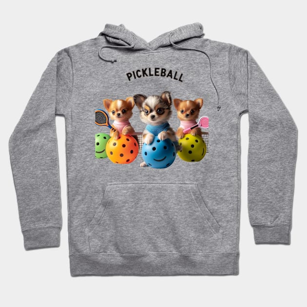 Chihuahua Pickleball Puppies Cute Design Hoodie by Battlefoxx Living Earth